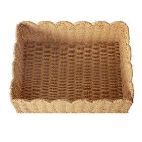 Quincry scalloped basket nesting with other baskets for storage