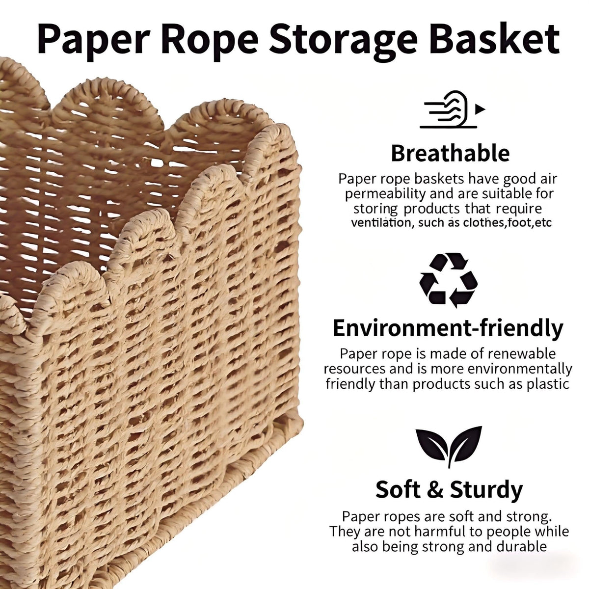 Quincry scalloped basket side-angle with wicker frame reveals sturdy design