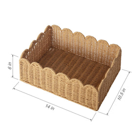 Quincry scalloped basket storage in living room example