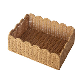 Quincry scalloped basket top view for versatile shelf storage