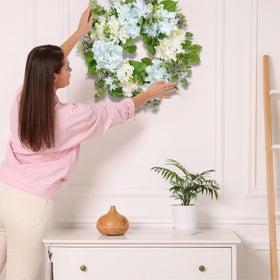 Quixem front door decoration wreath enhances curb appeal without watering
