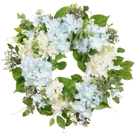 Quixem wreath hydrangea close-up shows delicate blooms for indoor decor
