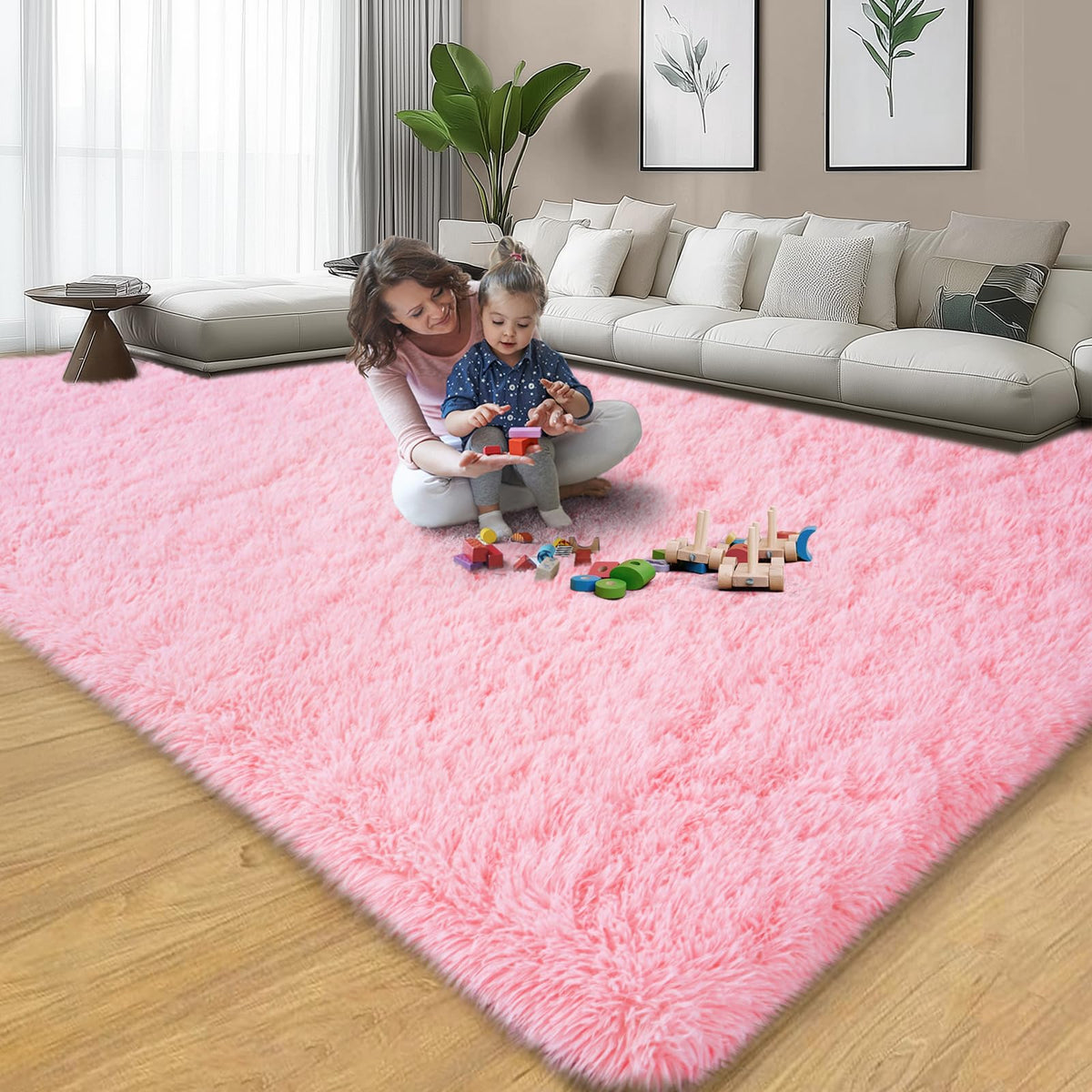 qulint no-shedding shag rug keeps floors clean.