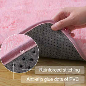 qulint pink rug with anti-slip backing stays in place