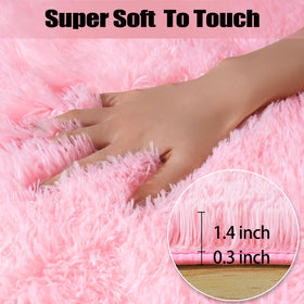 qulint pink plush rug for bedroom enhances softness underfoot.