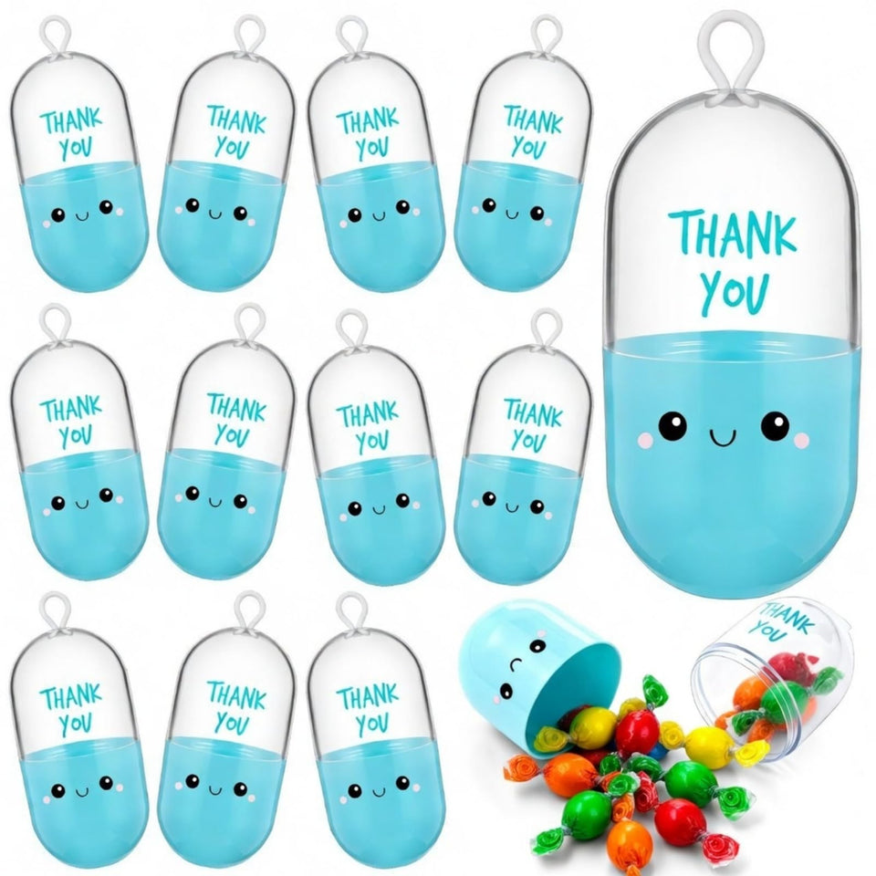 Qunclay pill candy jar blue front view for desk décor and gifting