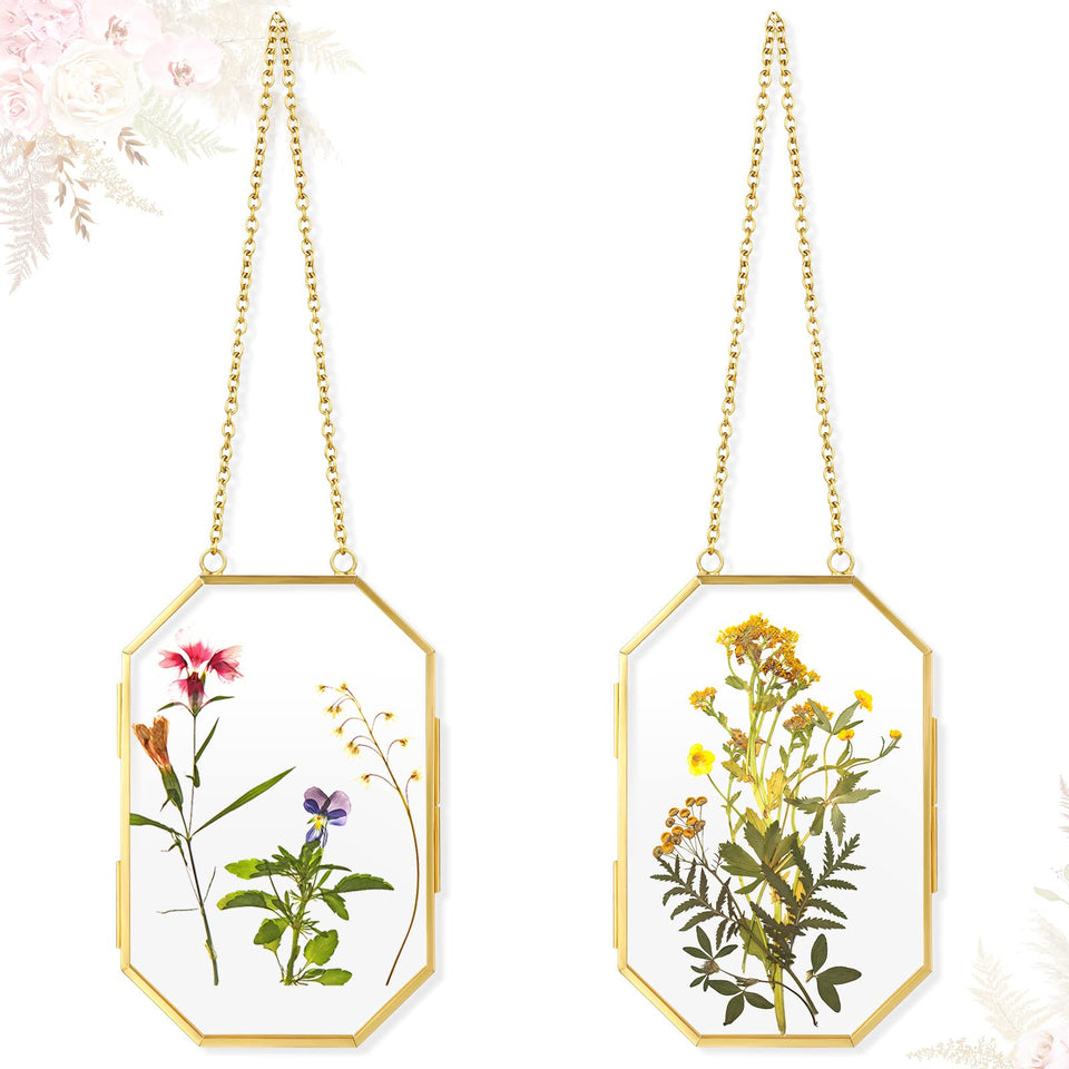 Qunclay pressed flower frame gold 4x6 – elegant wall display and keepsake gift