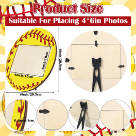 Qunclay wooden softball frame in yellow, side view, sturdy display for desks.
