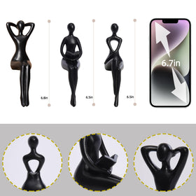 Quoowiit Black Thinker Statue desktop decor adds minimalist charm.
