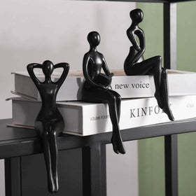 Quoowiit Black Thinker Statue reading scene adds calm to your desk.
