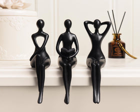 Quoowiit Black Thinker Statue in thinking pose boosts focus at work.