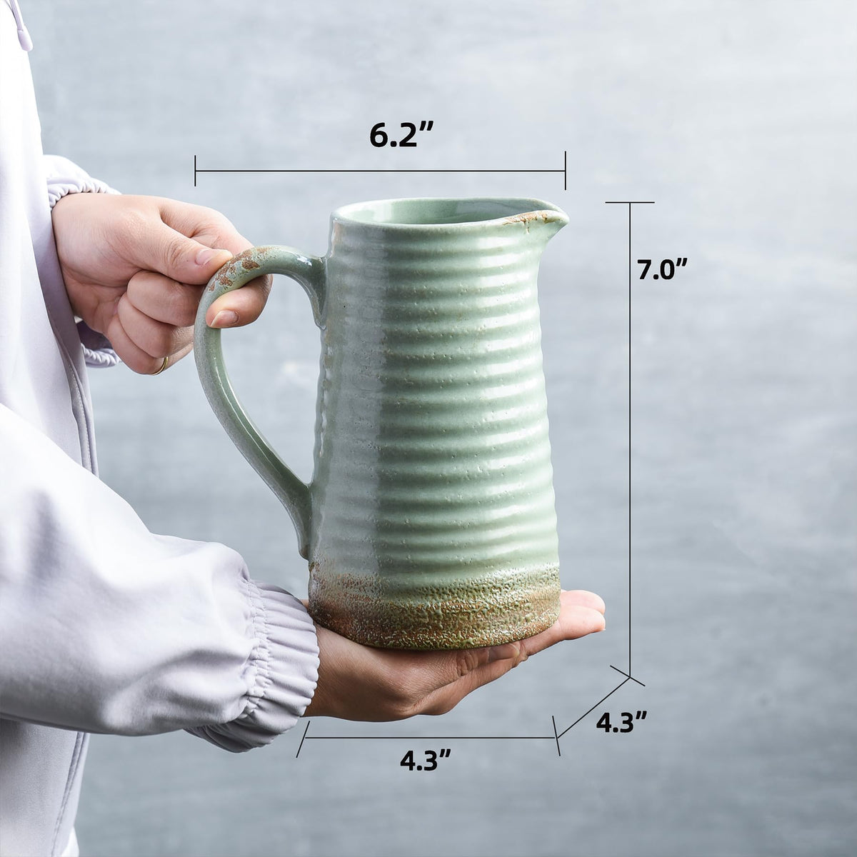 Quoowiit distressed pitcher-style vase elevates fireplace mantel or shelf decor.