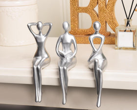 Quoowiit Thinker Statue set brings elegant silver accents to office spaces.