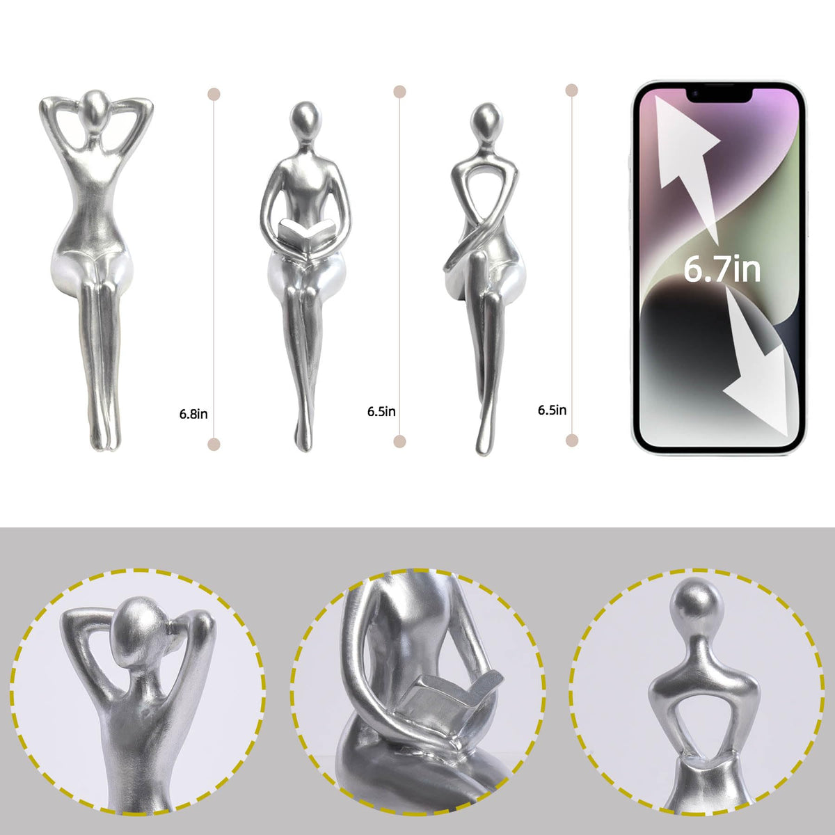 Quoowiit Thinker Statue in living room decor creates a minimalist, tranquil focal point.