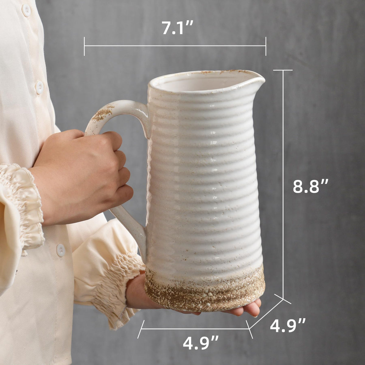 Quoowiit vintage ceramic vase top opening 4-9 inches for fresh or dried flowers.