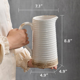 Quoowiit vintage ceramic vase top opening 4-9 inches for fresh or dried flowers.
