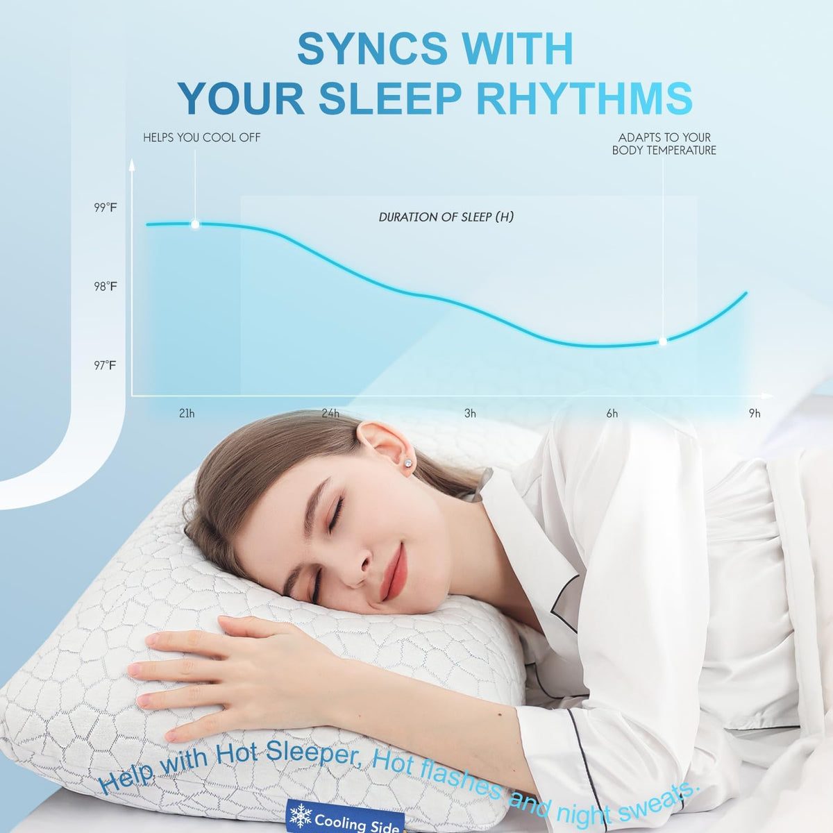 QUTOOL breathable inside-out cooling pillow promotes airflow.