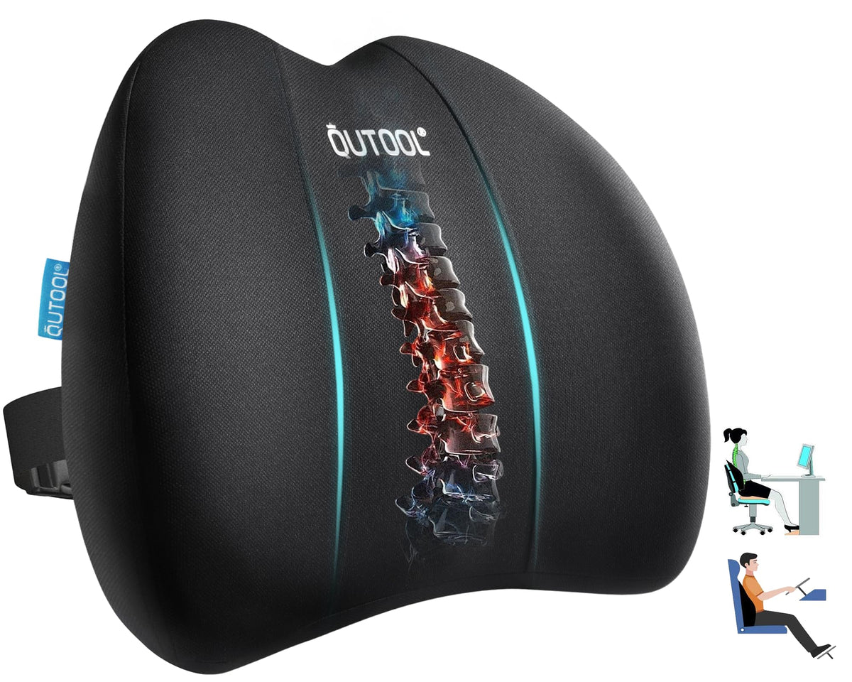 QUTOOL lumbar pillow on office chair provides targeted support for better posture.