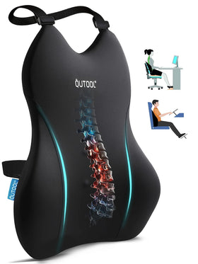QUTOOL lumbar pillow with extended straps for versatile chair fit.
