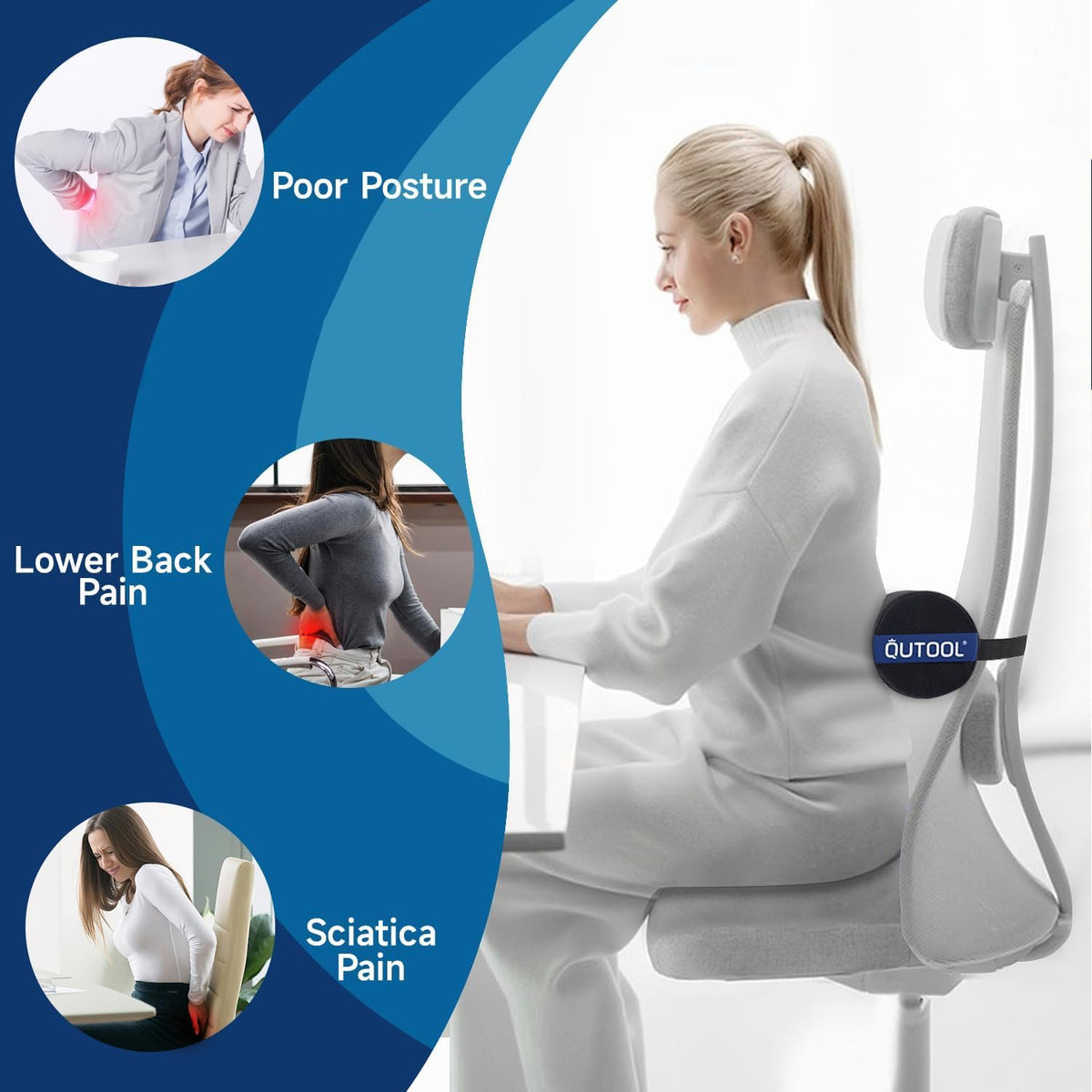QUTOOL Lumbar Roll offers soft-to-firm foam options for custom comfort