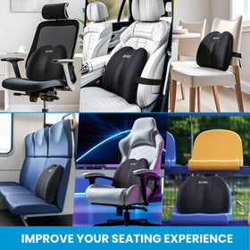 QUTOOL pillow in use on desk chair shows versatile comfort for home and office.