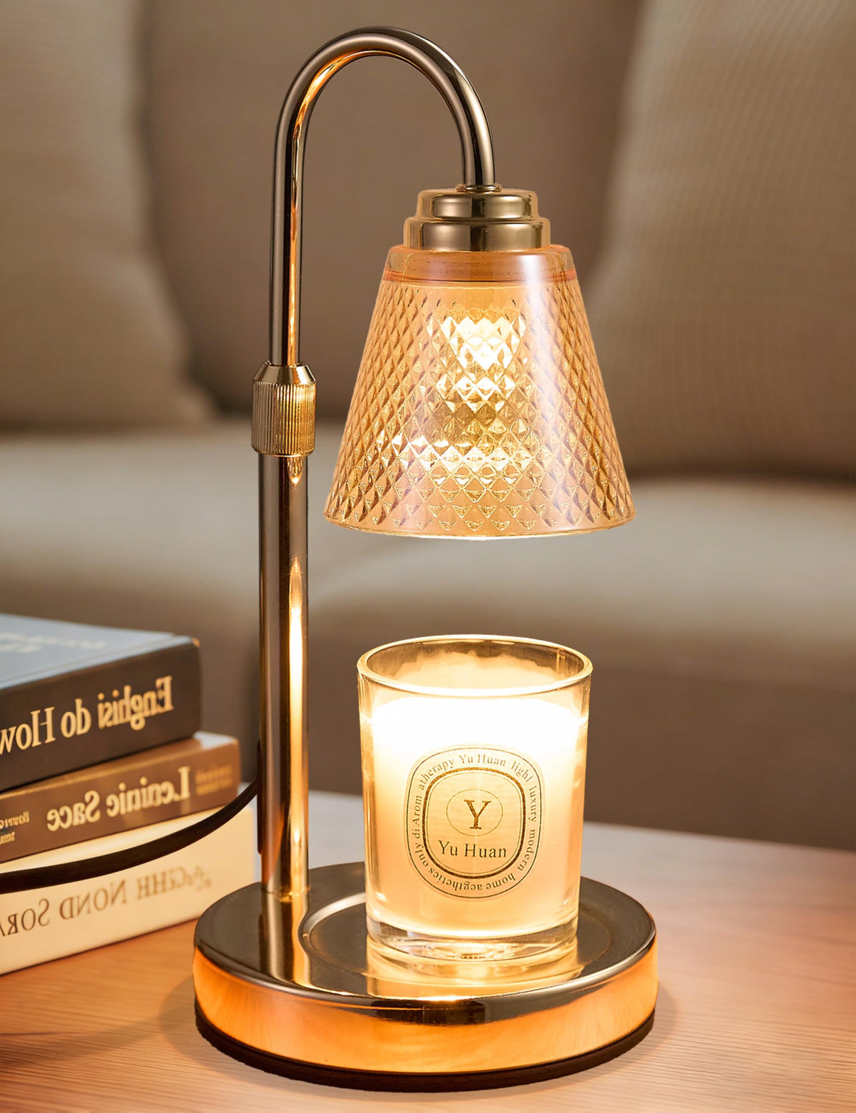 QUTADI candle warming lamp with timer provides flameless ambiance for any room.