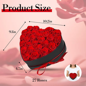 Qutawua preserved roses front view in heart box perfect for Valentine or anniversary.