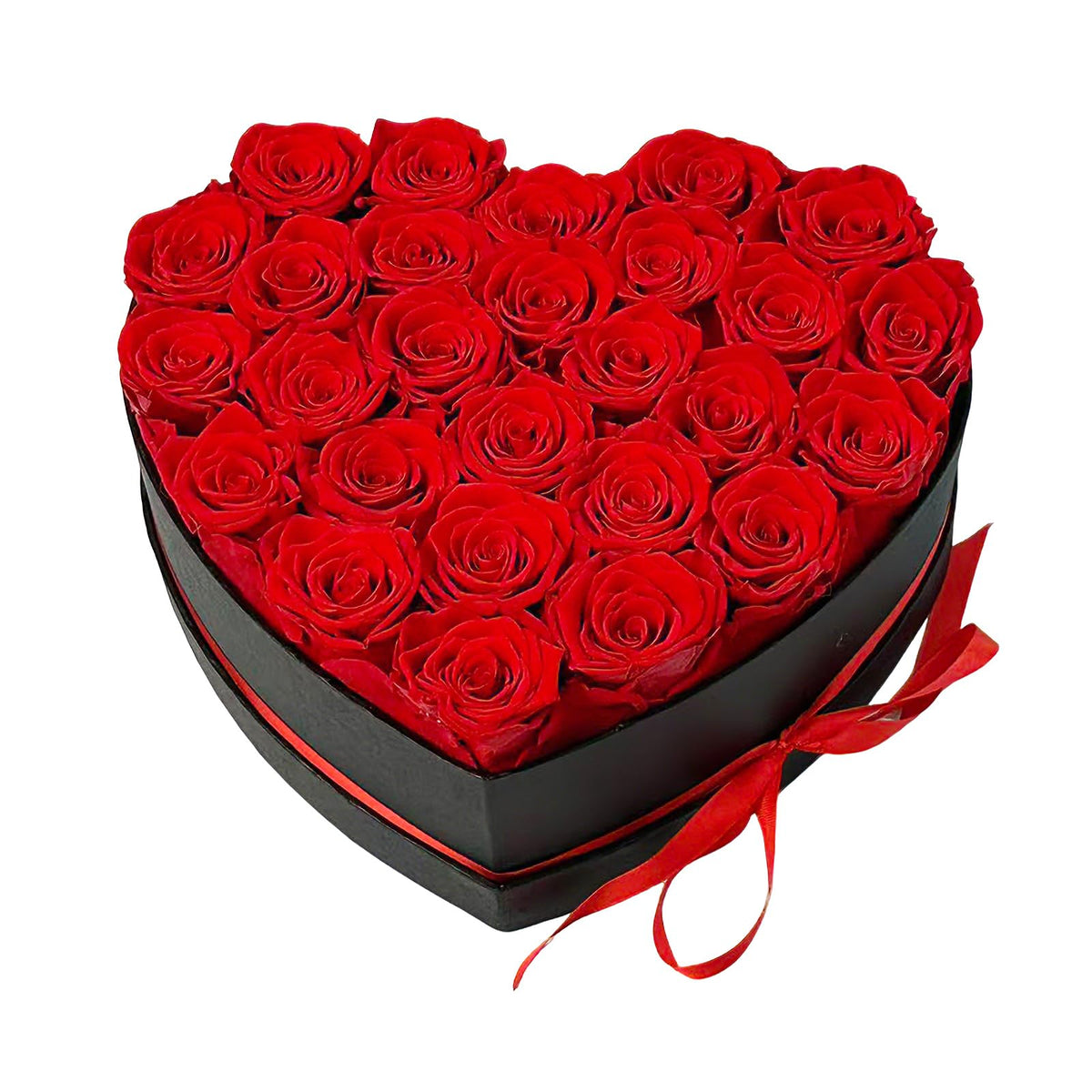 Qutawua preserved roses 27-red-rose display provides durable keepsake.