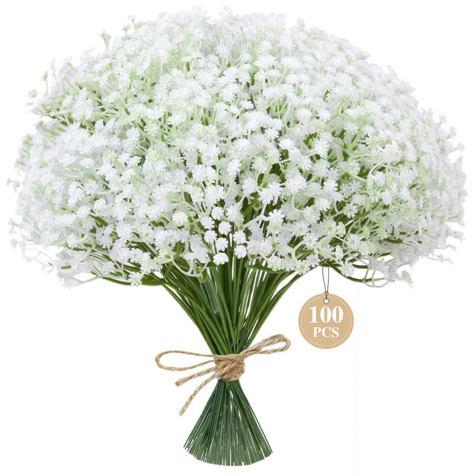 QUTCIIV Baby's Breath white flowers, lifelike and durable for decor
