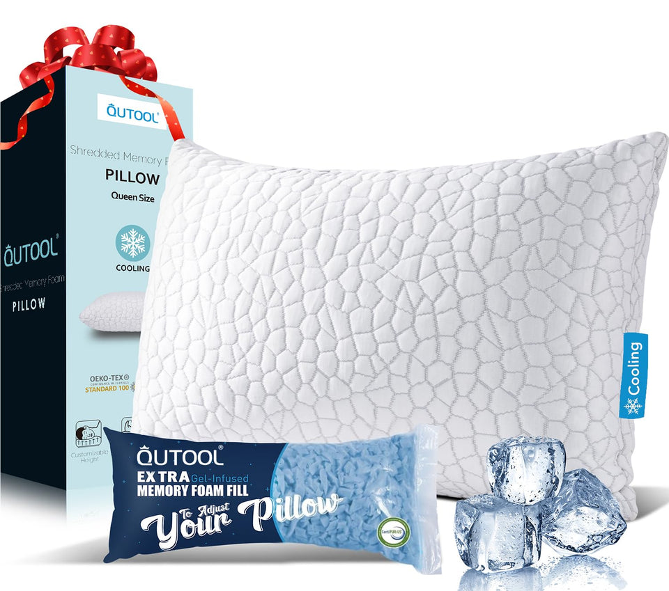 QUTOOL cooling pillow with ice-silky cover cools the surface for hot sleepers