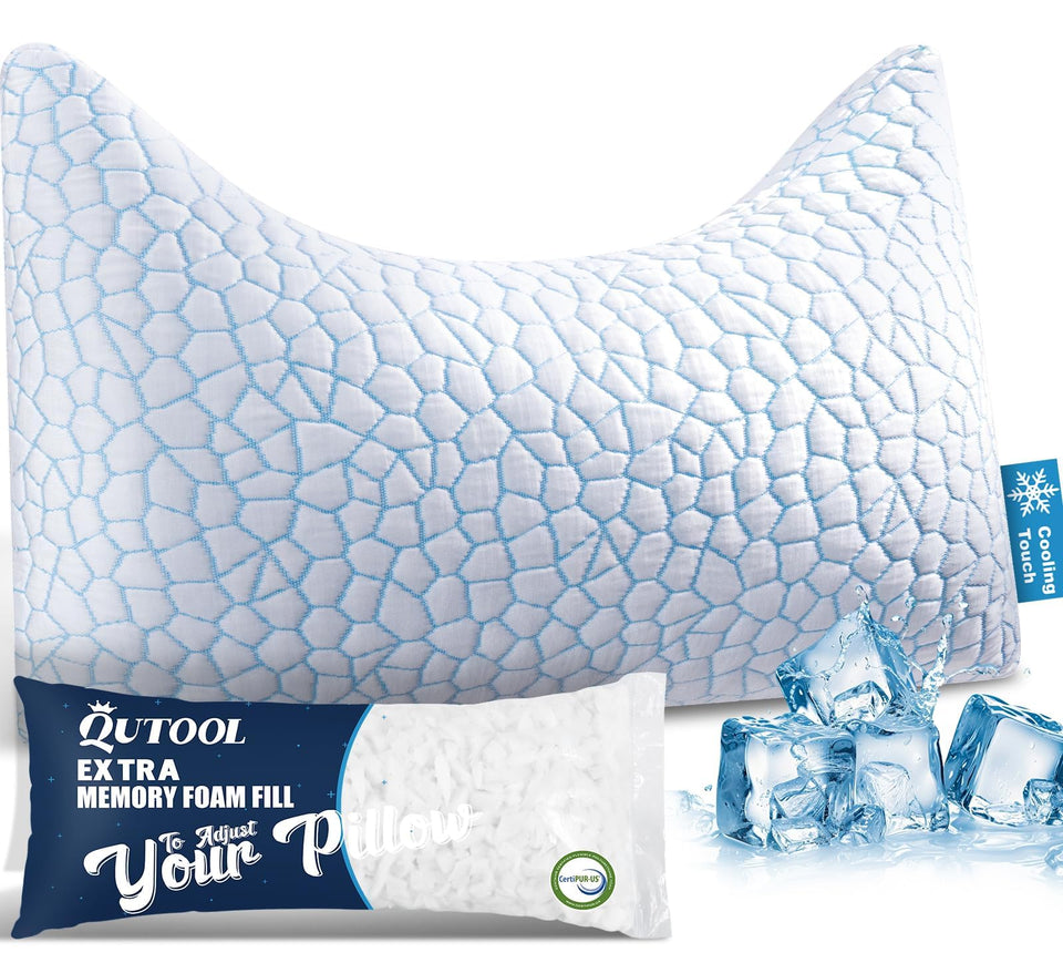 QUTOOL cooling side sleeper pillow curve supports neck alignment for comfort