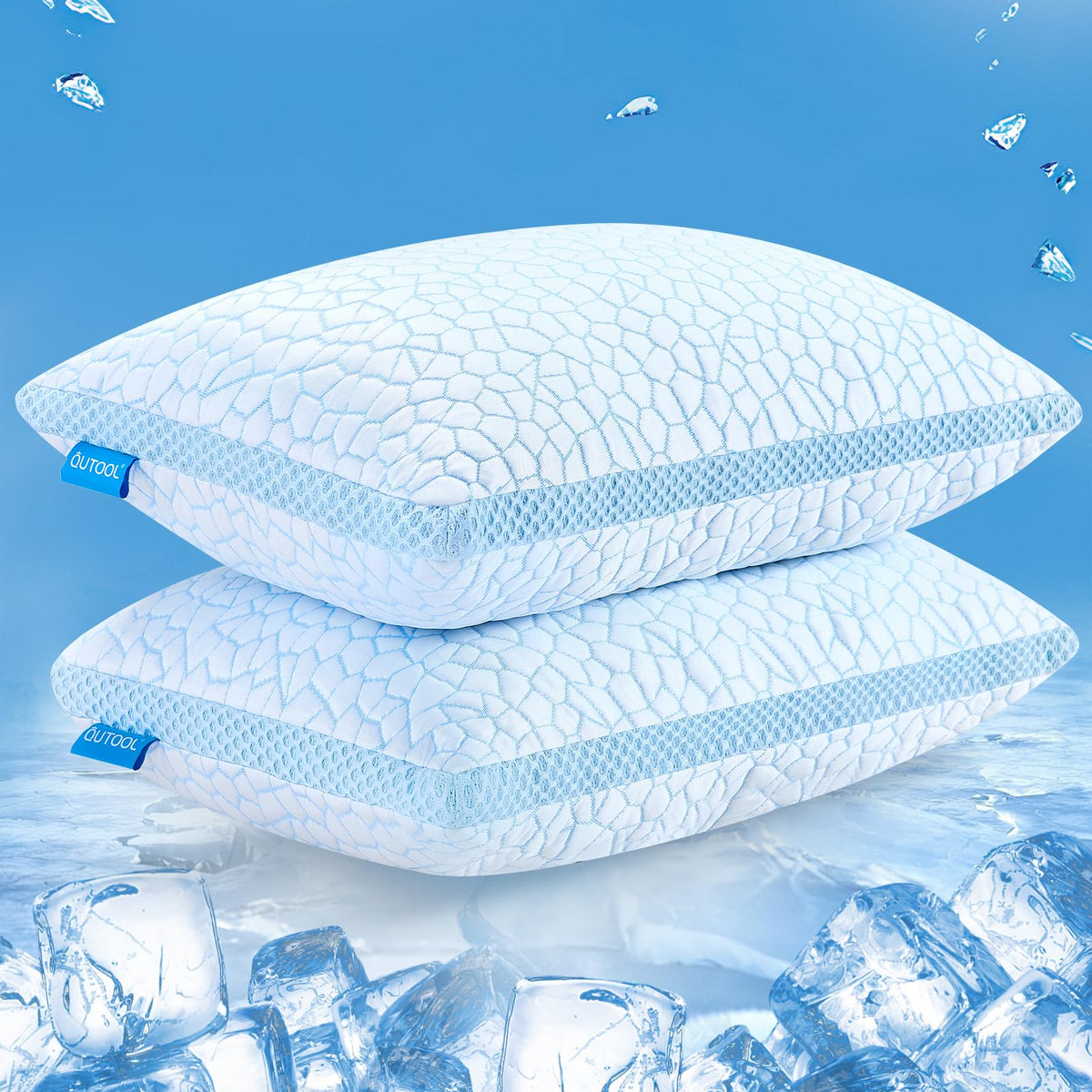 QUTOOL double-sided cooling pillow fabric closeup shows breathable cooling for hot sleepers