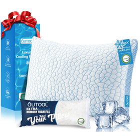 QUTOOL enhanced cooling pillow with blue cover keeps you cool all night.