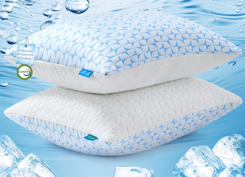 QUTOOL firm pillow with shredded memory foam for neck support and spinal alignment.