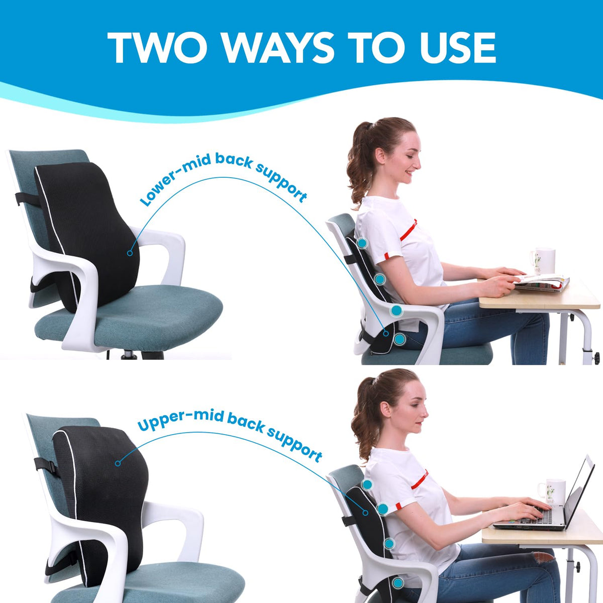 QUTOOL adjustable-straps keep the cushion in place on seating