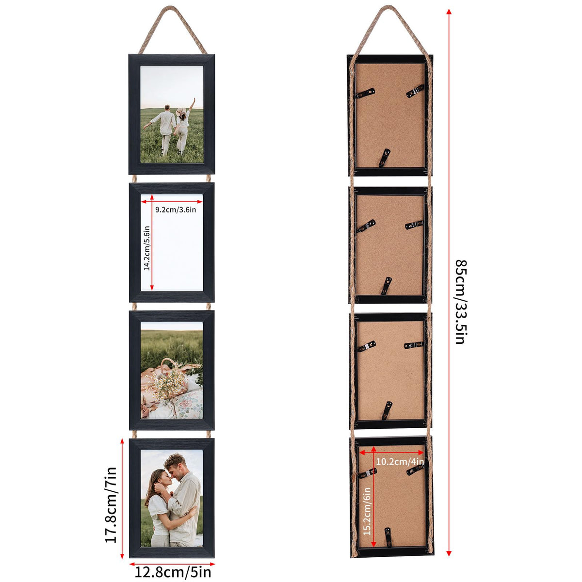 QUTREY collage frames with hemp rope offer easy wall mounting.