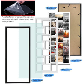QUTREY wall-mount collage frame in black supports vertical or horizontal layouts for flexible decor.