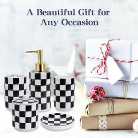 Modern checkered design by Quuavio suits diverse bathroom styles.