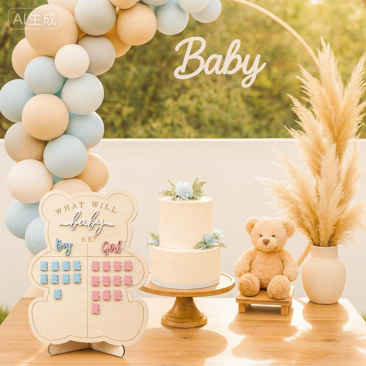 Bear-themed party decor from Quzzil enhances shower ambiance.