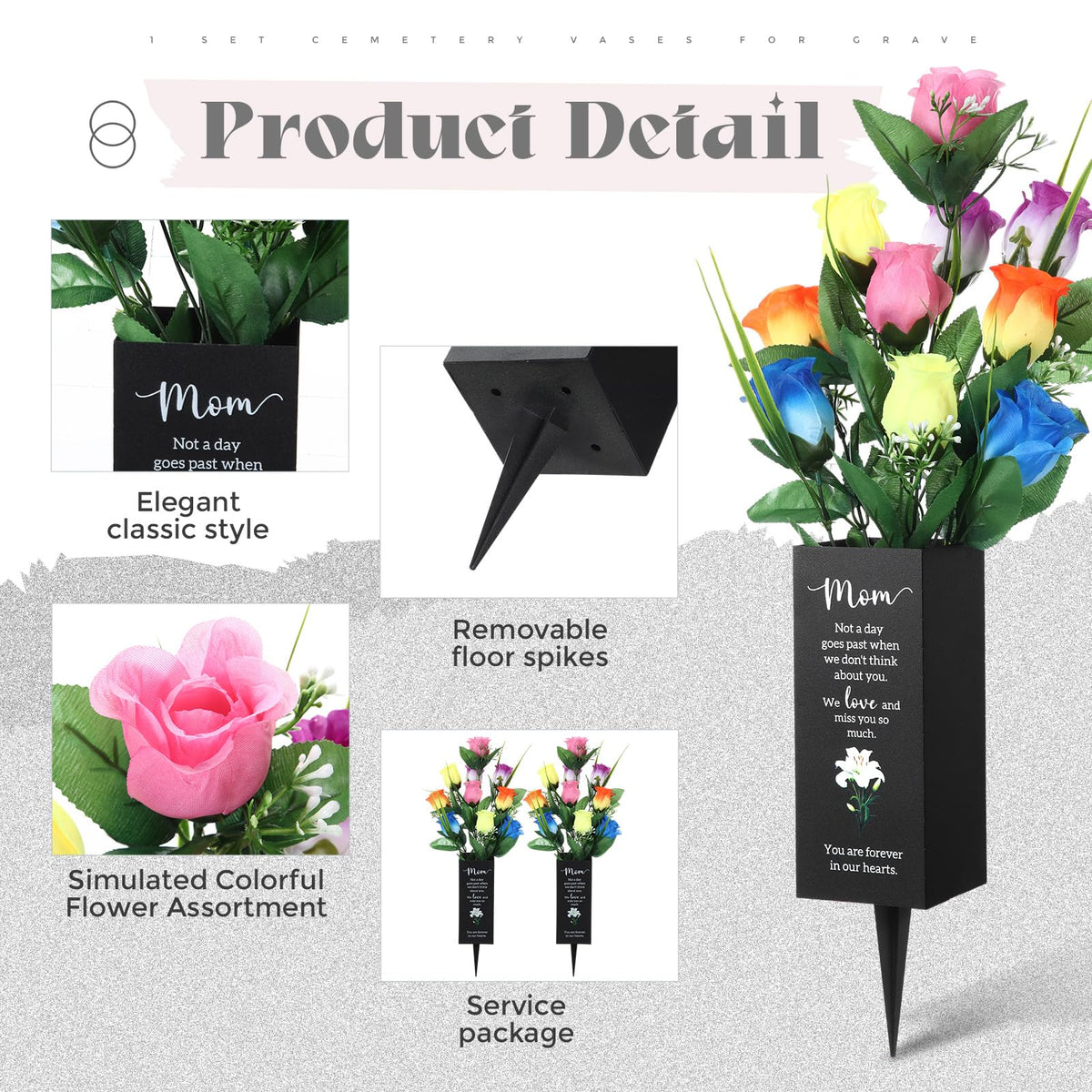 Quzzil ground cone secures the vase on lawns and soil.