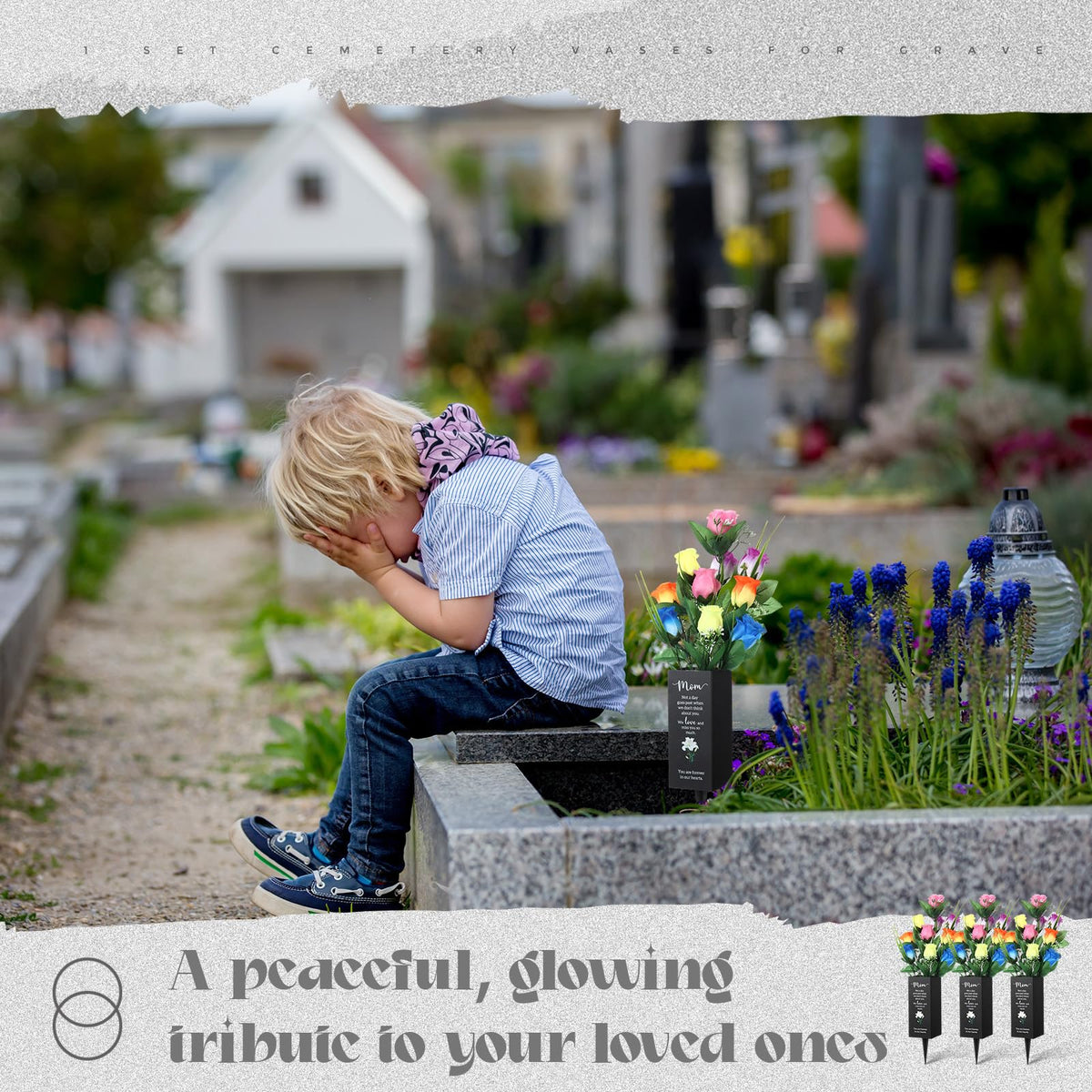 Quzzil cemetery vase dimensions shown for easy placement.