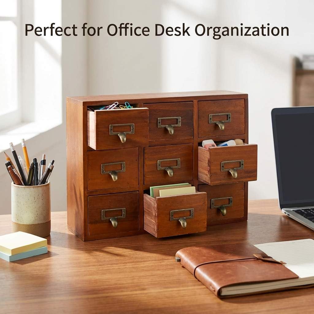 QWORK office organizer keeps jewelry, tea, and cosmetics neatly sorted.