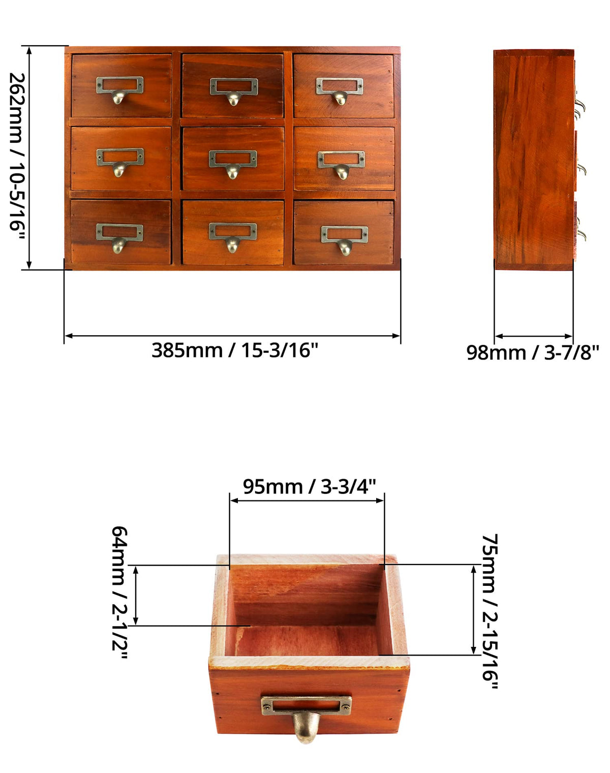 QWORK vintage apothecary cabinet in dark wood adds antique charm.