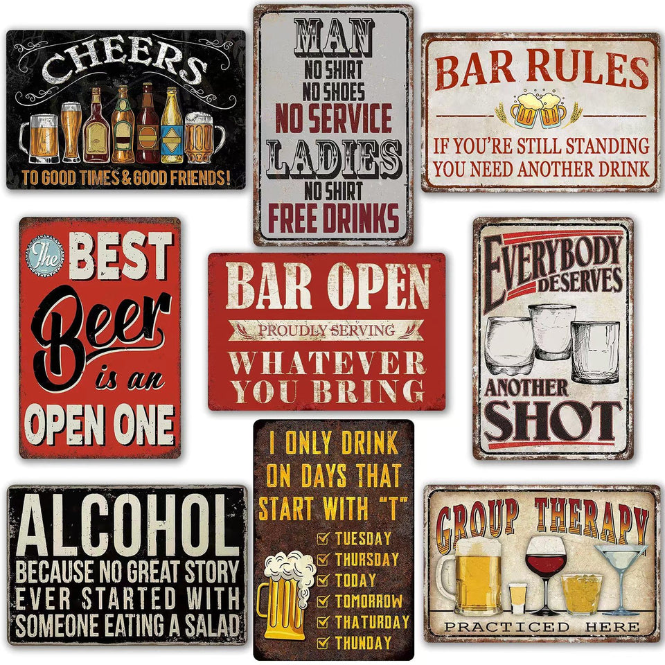Qxinlsc funny bar sign open rules on wall adds vintage charm
