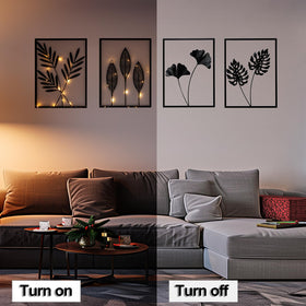 QXSXKJ abstract black line art leaves in minimalist framed panels.