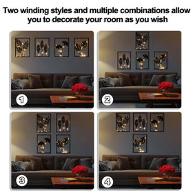 QXSXKJ four-piece wall art with light creates warm ambience.