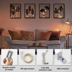 QXSXKJ USB light strips enhance the wall art glow.