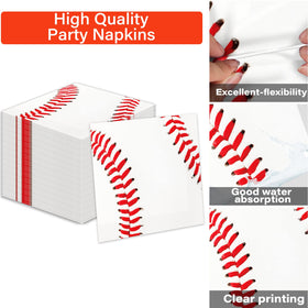 Qyeahkj baseball napkins folded to 6.5 inches for quick cleanup.