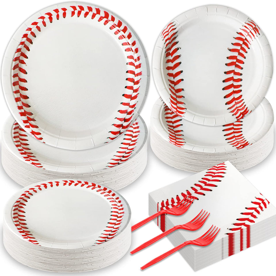 Qyeahkj baseball dinner plates (9 inch) for sturdy main-course servings.