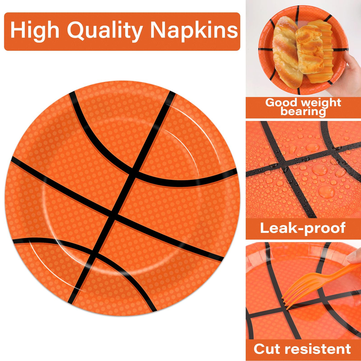 Qyeahkj basketball napkins 6-5inch—absorbent napkins for quick cleanups during the party.
